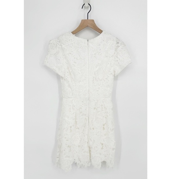 NEW Milly Atalie 3D Floral Lace Dress V-Neck Puff Sleeve in White Women's 0 - Picture 3 of 11
